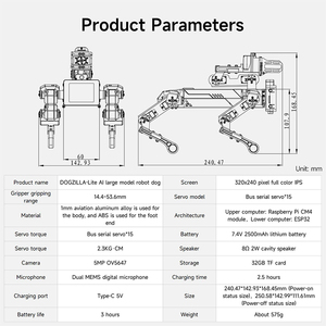 DOGZILLA Lite 15DOF Robot Dog Aleación de aluminio Modelo grande para AI Vision & Education Maker Boards Interactive - Product Image 4