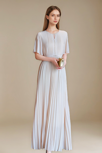 <span class=keywords><strong>Vestido</strong></span> elegante y modesto de noche acampanado, maxi <span class=keywords><strong>vestido</strong></span> plisado de manga corta de talla grande para invitados de <span class=keywords><strong>boda</strong></span>, traje de fiesta para madre de novia y banquete - Product Image 3