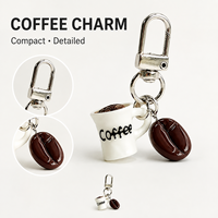 Porte-clés miniature en forme de tasse à café, breloque en résine, pendentif grain de café simulé, accessoires pour sac à main et porte-clés