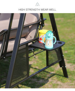 Chaise suspendue moderne en acier pour l'extérieur, en vert <span class=keywords><strong>herbe</strong></span> et bleu ciel, balançoires de jardin pour 3 personnes avec pare-soleil en rotin - Product Image 4