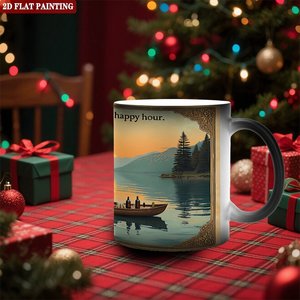Frosted Black <b>Ceramic</b> <b>Mug</b> 11oz Heat Changing Magic Cup Happy Hour Design - Product Image 2
