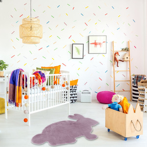 Tapis en peluche en forme de lapin, couleur unie, antidérapant, tapis de sol pour chambre d'enfant, design moderne et original pour la chambre des enfants - Product Image 4