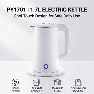Hervidor Eléctrico Blanco de 1.7L, Diseño Moderno de Doble Capa para Hogar y Hotel, con Logotipo Personalizado, 110v - Product Image 2