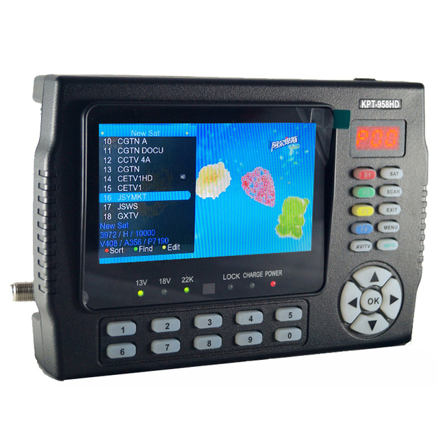 KPT-958HD LED Portable Multifunctional DVB/S/S2 with 4.3inch Handheld HD Satellite Dish Receiver Finder Meter