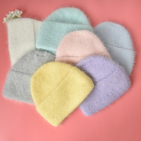 Chapeaux tricotés en laine de cachemire personnalisés de haute qualité Bonnet d'hiver en laine double couche épaisse et chaude pour femmes