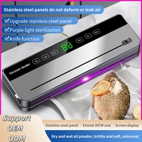 Scelleuse sous vide en acier inoxydable pour aliments secs et humides avec coupe-film automatique, aspiration puissante et boutons tactiles étanches