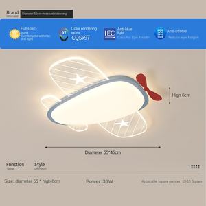 <span class=keywords><strong>Plafonnier</strong></span> d'<span class=keywords><strong>avion</strong></span> créatif pour enfants Protection des yeux à spectre complet LED moderne avec base en fer pour chambre de garçons - Product Image 6