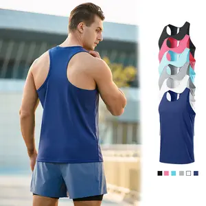 Custom Logo Running Tank Top Mannen Gym Dragen Running Singlet Mouwloos Vest Voor Mannen Muscle Stringer