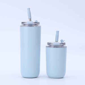 Solid Color Stainless Steel Thermos with <b>Straw</b> and Transparent Lid Leak-Proof 6-12 Hours Thermal Insulation Modern Design - Product Image 4