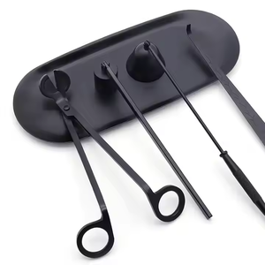 Juego de recortadora de mecha para velas al por mayor, accesorios para velas y fragancias, tijeras negras, juego de velas de mimbre con bandeja - Product Image 4