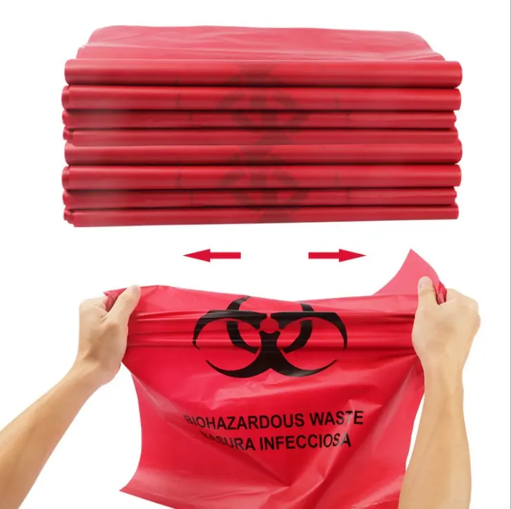 Médicaux En Plastique Jaune Rouge Noir Biohazard Sac À Ordures Autoclavable Déchets Sac