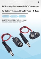 Connecteur de batterie 9V avec fils de 15 cm, support de batterie en cuir ABS de type T/I, pinces souples et rigides