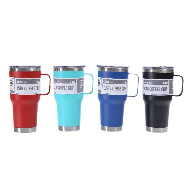 American 304 Stainless Steel 20oz and 30oz Tumbler with Handle Large Capacity Portable Car Cup Vacuum Ice Cup Wholesale