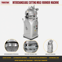 Machine industrielle de fabrication de boulettes de pâte avec matrice de découpe interchangeable, diviseuse et bouleuse de pâte semi-automatique, plage de poids de la pâte de 15g à 200g