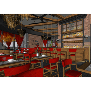 Fornire il servizio di Rendering 3D mobili per ristoranti personalizzati illuminazione disegni CAD Interior Design del <span class=keywords><strong>ristorante</strong></span> - Product Image 1