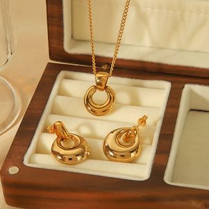 Stainless Steel 14K Gold Waterproof Coconut <b>Tree</b> <b>Necklace</b> Earrings Set Christmas Gift Wholesale - Product Image 2