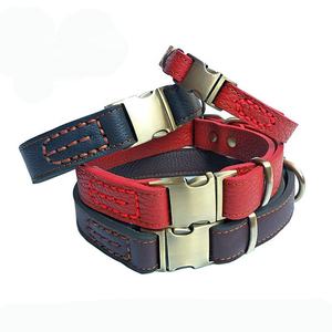 再利用された豪華な防水調節可能な大きなピットブル犬の首の首輪セットペット用の金属バックル付きの本革の犬の首輪 - Product Image 6