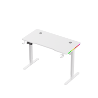 Bureau de jeu PC électrique ergonomique moderne à double moteur avec LED RGB, hauteur réglable, plateau pliable automatique et assemblable