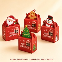 Boîte cadeau personnalisée de Noël avec poignée, boîte en papier imprimée pour les fêtes, pour bonbons, biscuits, friandises, emballage en gros