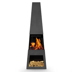 Design Wall Wood Burning Metal Fireplace With Chimney Fireplace Wood Burning