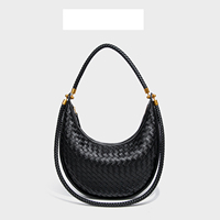 Tas Selempang Wanita Kulit Asli Rajut Model Hobo Warna Hijau Gading, Desain Custom, Bentuk Bulan Sabit, Bisa Dibawa Dengan Berbagai Cara