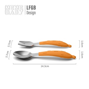 Nuovo Eco Friendly cibo personalizzato carota Silicone cucchiaio forchetta stoviglie Set articoli per la casa piatti per bambino neonato bambino bambino - Product Image 4