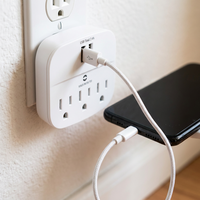 Prise murale ZHNL avec 3 prises CA, station de charge USB double intelligente 2,4 A, certifiée ETL, résistante au feu, extension de puissance, prise intelligente