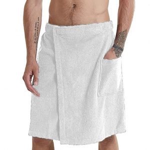 Serviette de bain en polaire corail unie pour homme avec poche et fermeture Velcro pour salle de bain, douche et plage - Product Image 4