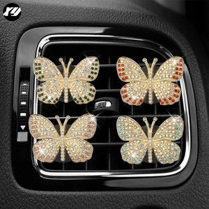 น้ำหอมปรับอากาศในรถยนต์รูปผีเสื้อเป็นประกายคริสตัลกลิ่นหอมติดทนนานคลิปติดช่องลมน้ำหอมกลิ่นวาว - Product Image 3