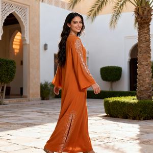 Nouvelle robe longue modeste de style Dubaï, en tissu de haute qualité, avec des paillettes, Abaya pour femmes musulmanes, fournisseur - Product Image 4