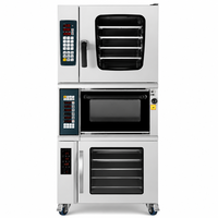 Four combiné électrique commercial 3-en-1 JIEYI CK07A-60 (convection vapeur) avec commande tactile/boutons, écran LED, protection contre la surchauffe pour boulangeries