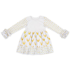 Robe pour bébé fille à manches longues, motifs d'hiver à volants, personnalisation par impression numérique, vêtements d'automne pour fillette - Product Image 2