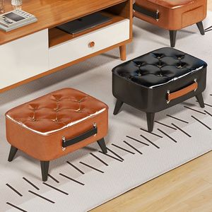 Storage Ottoman With Handle Home Stool Coffee Table Shoe <b>Changing</b> Seat Leather Footstool For Living Room Adult Use - Product Image 4
