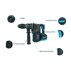 Martillo Rotatorio Inalámbrico KEPAQI de 20 V con Batería, Herramientas Eléctricas Inalámbricas, Taladros Percutores de 28 mm y 5.0 Ah - Product Image 6