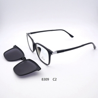 8309 pliant correspondant pince magnétique sur lunettes de soleil hommes femmes en plastique acier myopie lunettes cadre cuir fermeture éclair sac lunettes