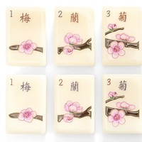 Mahjong américain, tuiles de mahjong gravées en acrylique couleur ivoire, ensemble avec table et chaises - Cadeau de jeu