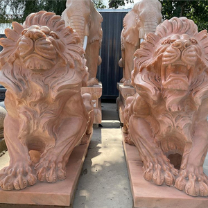 YDSTONE tallada a mano para interiores/exteriores escultura de león de piedra China elegante estatua de León de mármol para templos de entrada Villas cementerios - Product Image 4