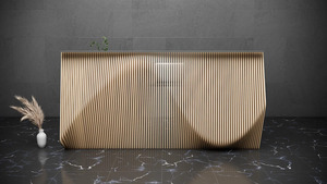 Table <span class=keywords><strong>de</strong></span> réception en bois <span class=keywords><strong>de</strong></span> conception paramétrique, comptoir <span class=keywords><strong>de</strong></span> réception <span class=keywords><strong>de</strong></span> haute qualité pour hall d'hôtel - Product Image 4