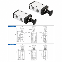 Válvula de botón pulsador neumática manual LYHY 2/3 2/5 vías para piezas neumáticas, válvula de tracción manual de aire neumático