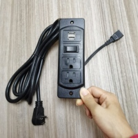 Multiprise de bureau encastrable BAYU avec prises US et TR, 2 ports USB et interrupteur pour bureaux à domicile