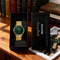 Boîte cadeau de montre rigide de luxe de haute qualité avec logo personnalisé, vert mat gaufré, laminé mat, taille personnalisée