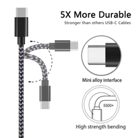 Câble usb type c à charge rapide tressé en nylon de 2m