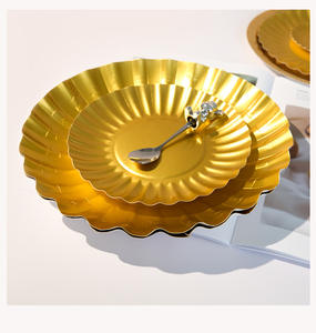 Assiettes en papier rectangle rondes personnalisées en argent <span class=keywords><strong>doré</strong></span> <span class=keywords><strong>Plat</strong></span> en <span class=keywords><strong>carton</strong></span> laminé PET Fabricant de plats alimentaires - Product Image 2