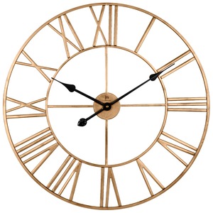 RELOJ DE PARED DE METAL CON DISEÑO DE ESQUELETO, DIAMETRO 60 CM, ORO ANTIGUO - Product Image 1