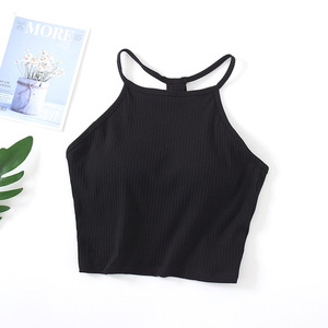 2023 été Offre Spéciale femmes <span class=keywords><strong>coton</strong></span> sans couture court mince sangle sport culture <span class=keywords><strong>gilet</strong></span> haut avec soutien-gorge sans fil - Product Image 6