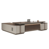 Combinaison table et chaise de bureau modulaire de luxe Boss avec acier inoxydable et tiroir à dossiers-Mobilier de direction moderne