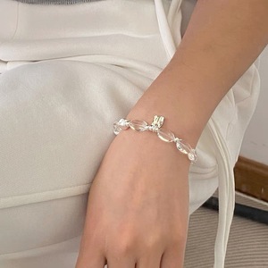 S925 Sterling Silver White Crystal <b>Bracelet</b> Elastic <b>Rope</b> Women's Jewelry Everyday Wear Natural Crystal Beads Fashionable Design - Product Image 5