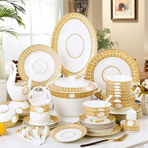 Juego de Vajilla de Porcelana China con Mosaico Dorado Estilo Occidental de 60 Piezas, Jingdezhen, Superventas - Product Image 1