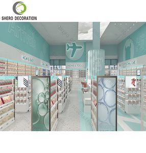 Meubles commerciaux haut de gamme, décoration de boutique de cosmétiques, vitrine de boutique de cosmétiques de mode avec comptoir de caisse LED pour le maquillage - Product Image 2