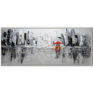 Artiste qualifié peint à la main couteau texturé <span class=keywords><strong>paysage</strong></span> <span class=keywords><strong>peinture</strong></span> à l'huile couleurs <span class=keywords><strong>noir</strong></span> <span class=keywords><strong>et</strong></span> <span class=keywords><strong>blanc</strong></span> couteau à huile épais <span class=keywords><strong>peinture</strong></span> de <span class=keywords><strong>paysage</strong></span> de pluie - Product Image 1